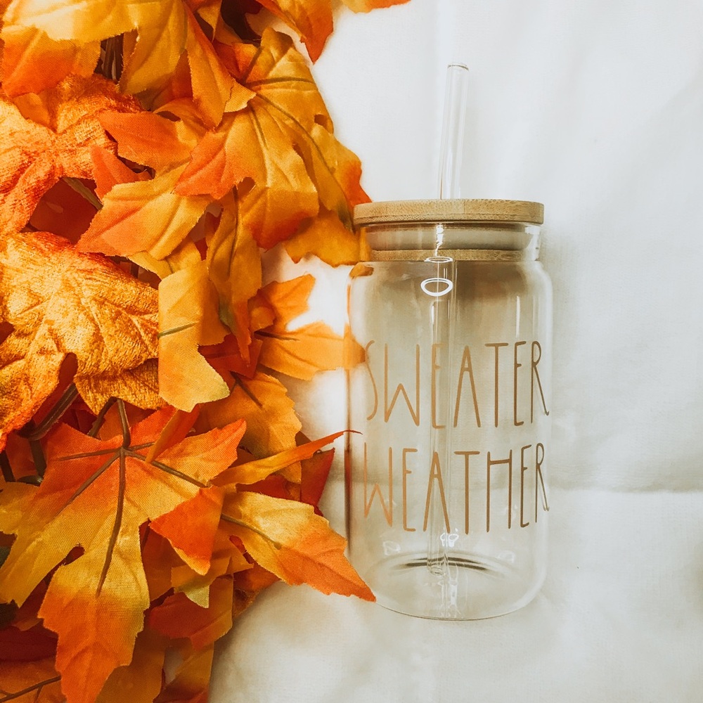 Sweater Weather 16oz glass libbey cup